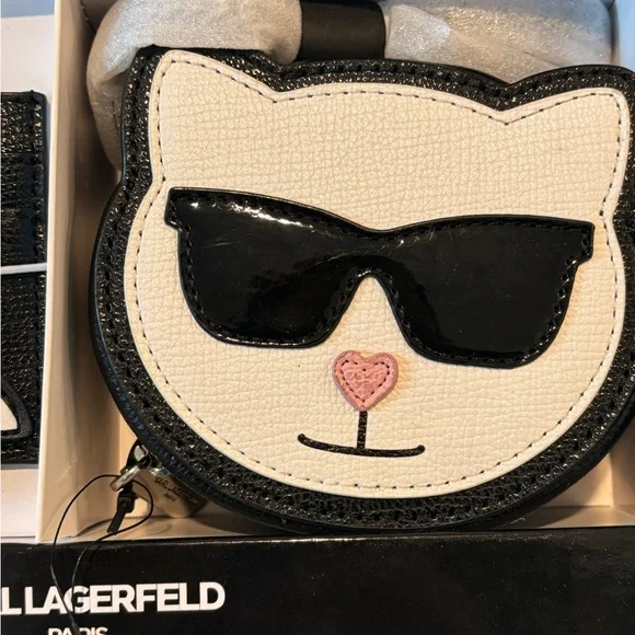 Karl Lagerfield Black and White Cat Coin Purse Set - Picture 2 of 12